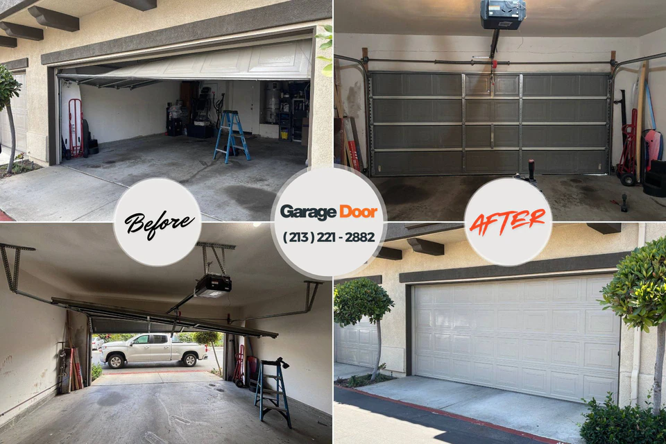 Before and after: garage door repair Collinsville, AL